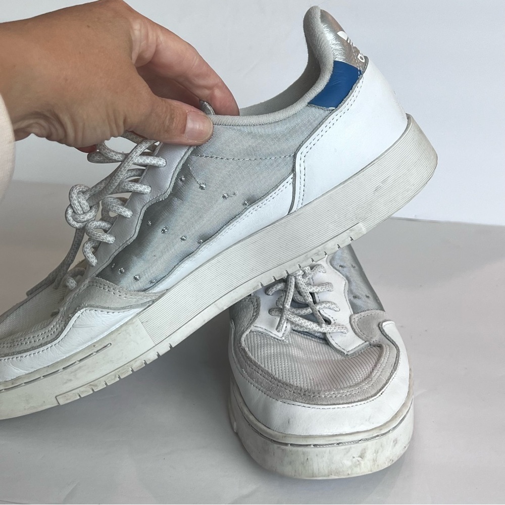 Adidas Mena Supercourt White leather Scarlet Suede Mesh Discontinued Size 12 ➡️ - Picture 6 of 9